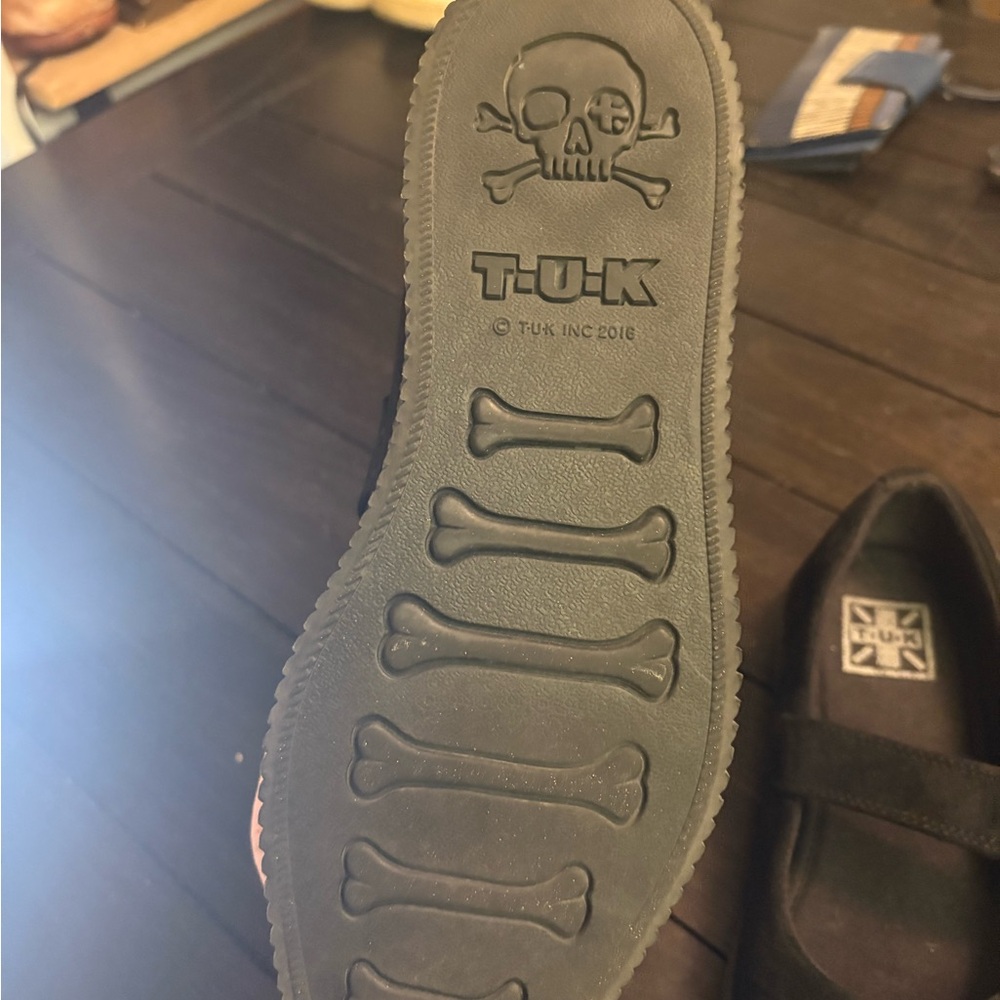 T.U.K Black Mary Jane Flats, Suede - Picture 3 of 3